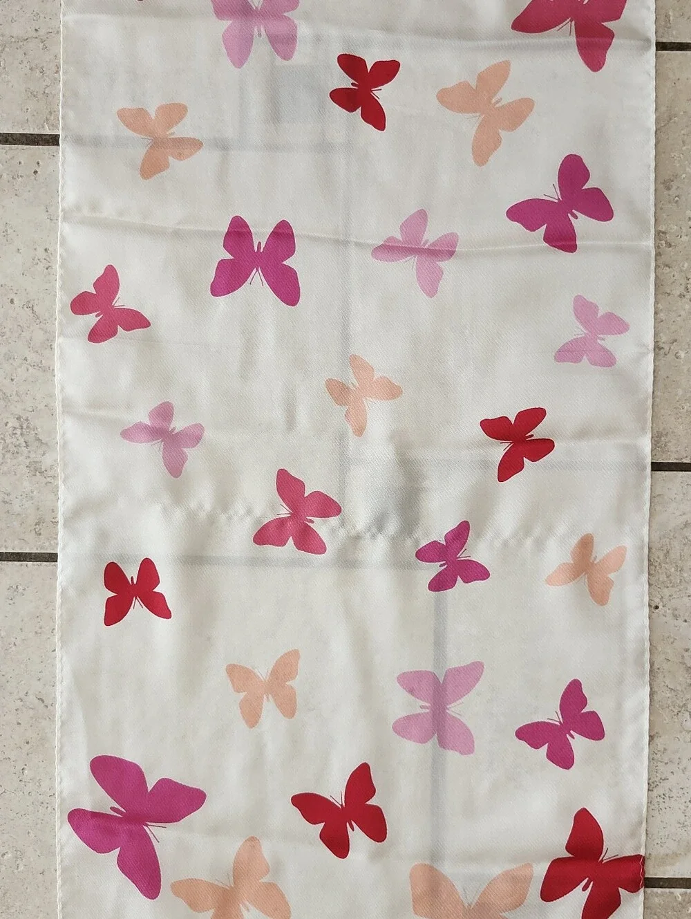 VTG ECHO Butterfly Print Silk Scarf In Pink & Peach